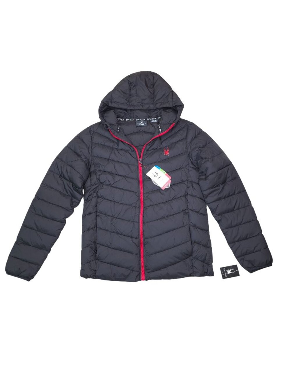 Spyder Mens Small Quilted Packable Puffer Jacket Coat Hood Water Wind Resistant